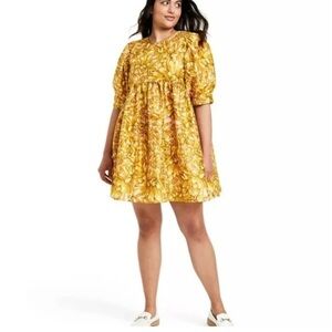 Kika Vargas x‎ Target Gold - Mum Floral Puff Sleeve Mini Dress